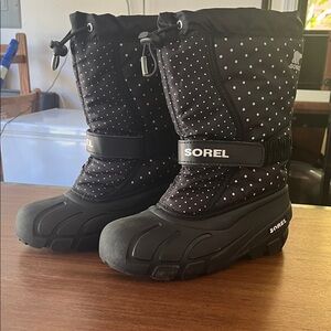 Sorel Kids Black and White Snow Boots